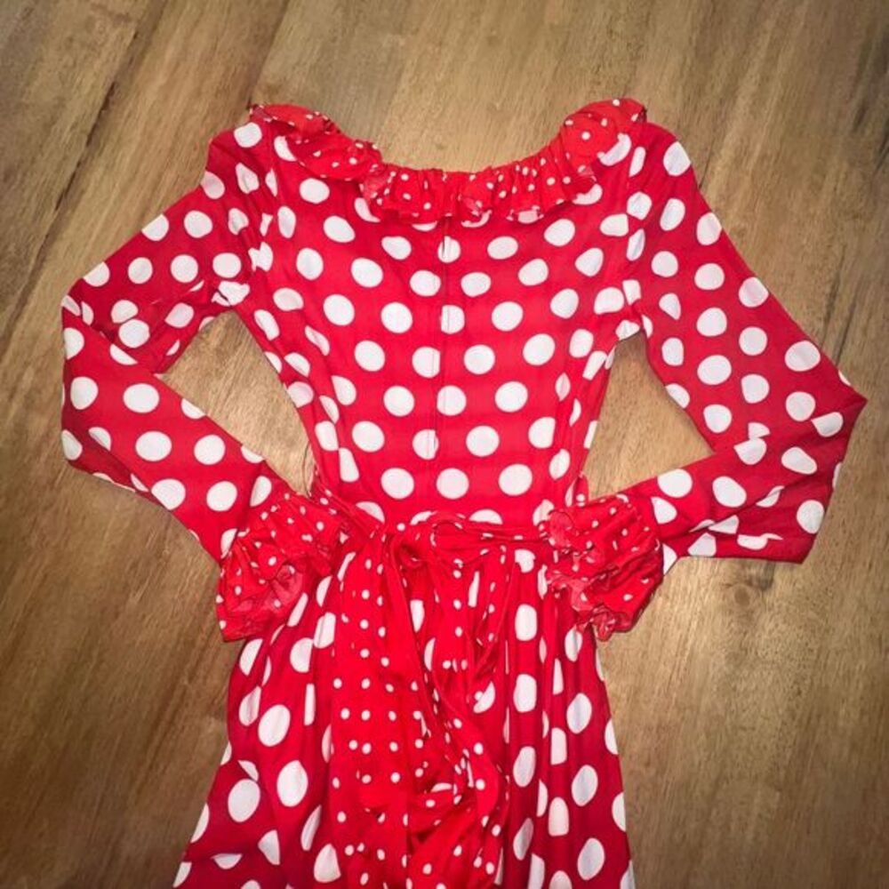 Vintage Victor costa small hostess party dress red 70s Valentines saks 5th - Picture 10 of 16